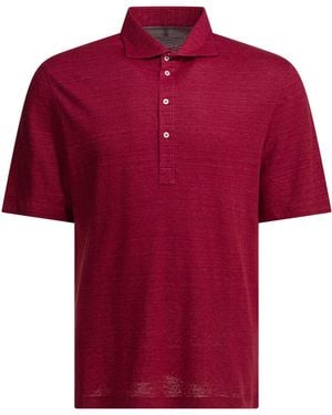 Brunello Cucinelli Linen And Cotton Mélange Jersey Polo Shirt Polo Shirts - Red