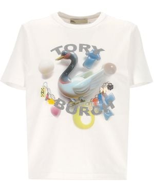 Tory Burch T-Shirt Met Logoprint - Wit