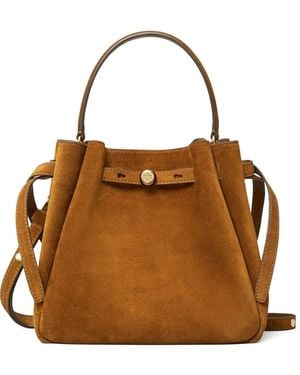 Tory Burch Romy Suede Leather Bucket Bag - Brown