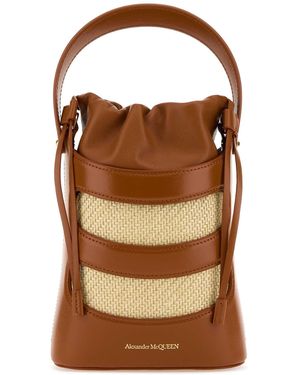 McQueen Two Tone Leather et Raffia - Marron