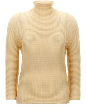 Issey Miyake Wooly Pleats-56' Blouse - Natural