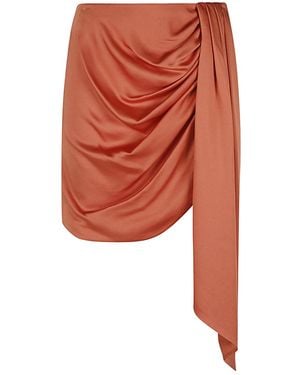 Jonathan Simkhai Mae Draped Satin Mini Rok - Oranje