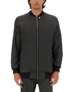 Rick Owens Regular Fit Bomber Jacket With Zip - Gray