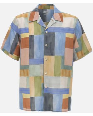 Paul Smith Mehrfarbig-Block Lyocell-Hemd - Blau
