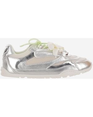 Pinko Leather And Mesh Sneakers With Two-Tone Laces - White