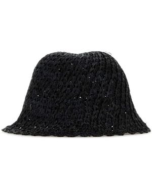 Helen Kaminski Rio Raffia Crochet Cloche - Black
