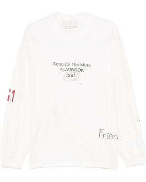 Song For The Mute Scribble' Oversized Crew Neck Pullover - White