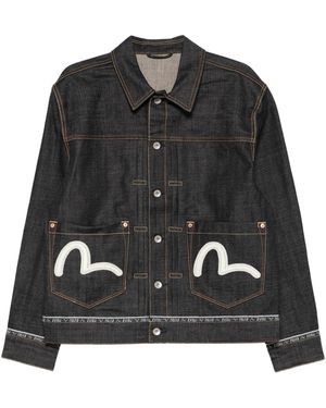 Evisu Ht Logo Selvedge Denim Jacket With Seagull Emb - Black