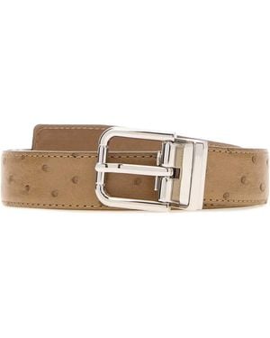 Dolce & Gabbana Logo Buckle Belt - Natural