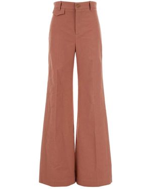 Chloé Dark Cotton Flared Leg Pant - Brown