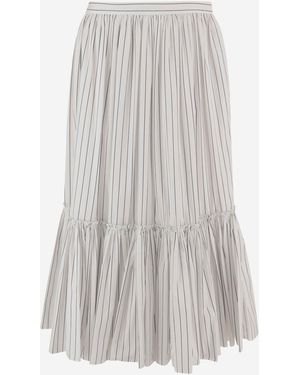 Jil Sander Baumwollrock mit Streifenmuster - Weiß