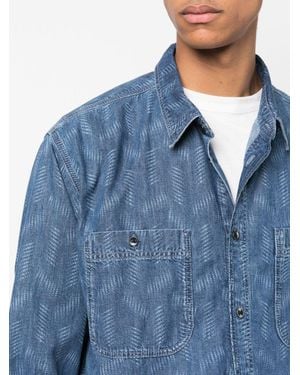 Isabel Marant Bhelyn Geometric-Print Denim Shirt - Blue