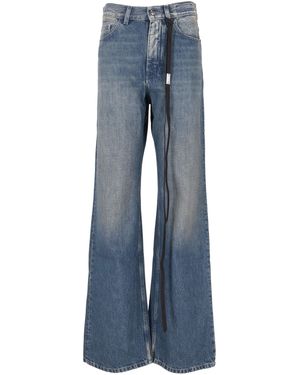 Ann Demeulemeester Genoveva 5 Taschen Entspannte Schlaghose Stonewa - Blau