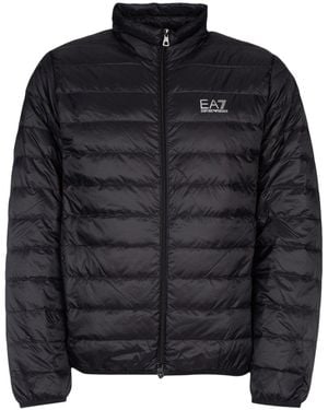 EA7 E. A.7 Lightweight Quilted Down Jacket With Elastic Hem - Black