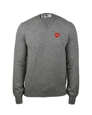 Comme des Garçons V-Neck Wool Sweater - Grau
