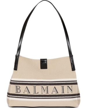 Balmain Brengt Een Kleine Draagtas Van Canvas En Leer Uit - Wit