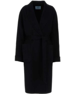Prada Wool Blend Coat - Black