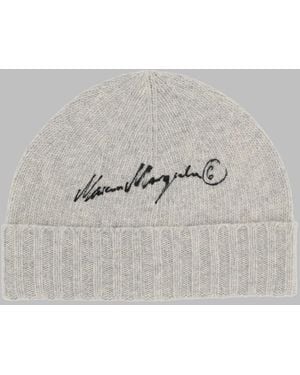 MM6 by Maison Margiela Embroidered Knit Beanie - Grey