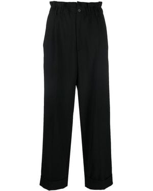 P.A.R.O.S.H. Paperbag-Waist Straight Leg Pants - Black