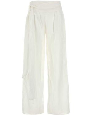 Lois Viscose Blend Sage Wide Leg Pant - White