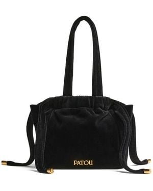 Patou Velvet Clutch Bag - Black