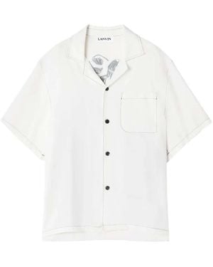 Lanvin Short-Sleeved Shirt With Graphic Print And Contrast Stitching - White