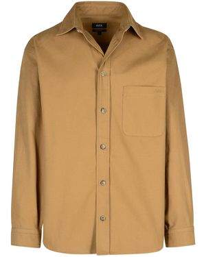 A.P.C. 'emilien' Beige Katoenen Shirt - Bruin