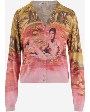 Versace Zijden Vest Met Naturistenprint - Roze