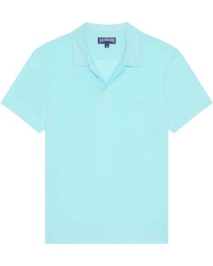 Vilebrequin Short Sleeved Linen Polo Shirt - Blue