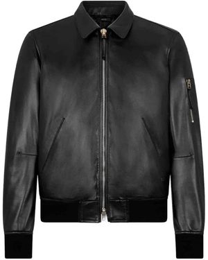 Tom Ford Soft Nappa Longe Collar Blouson - Schwarz