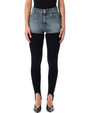 Coperni Hybrid Rib Knit And Denim Trompe-L'Œil Trousers - Blue