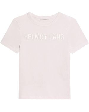 Helmut Lang Weißes Baumwoll-T-Shirt Mit Gesticktem Logo - Pink