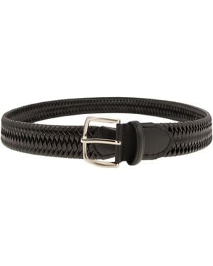 Alberto Luti Woven Leather Belt - Black