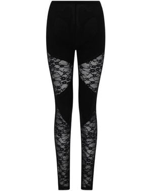 Nina Ricci Patchwork Leggings With Lace Inserts - Black