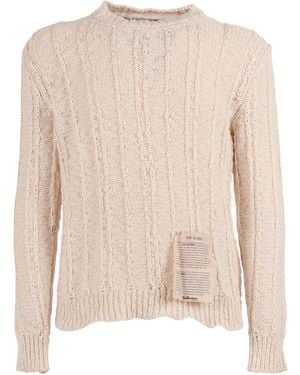 Ballantyne R Neck Pullover Cotton Crewneck - Natural