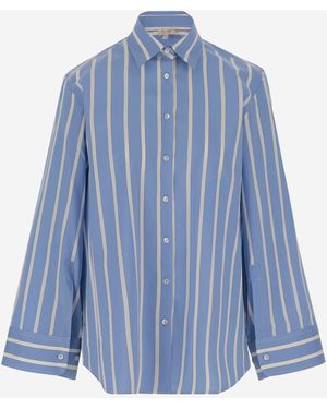 HER SHIRT HER DRESS Ihr Hemd -Baumwoll- und Seidenhemd mit gestreiftem Muster - Blau