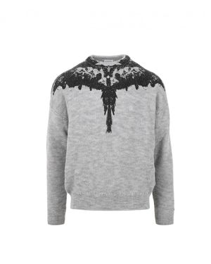 Marcelo Burlon Strickwaren mit Rundhalsausschnitt und einzigartigem Flügeldruck - Grau