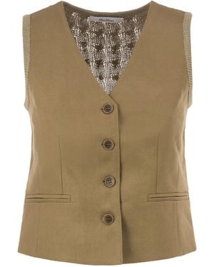 Max Mara Mxmcalibri Tailored Linen And Knit Waistcoat - Natural