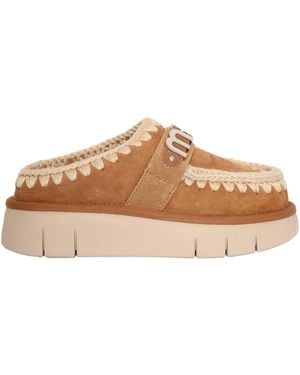 Mou Bounce Clog Suede Letter Logo - Brown