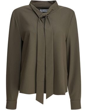 Self-Portrait Pussy Bow Blouse - Green