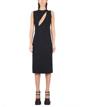 Versace Cut-Out Midi Dress With Side Split - Black
