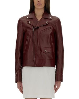 Gucci Leather Biker Jacket - Red