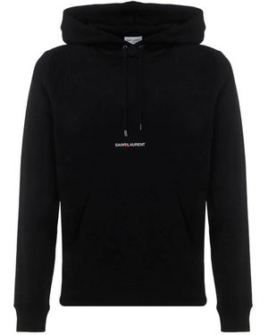 Saint Laurent Hombres Sudadera negra de algodón orgánico - Negro