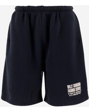 Willy Chavarria Cotton Shorts With Logo - Blue