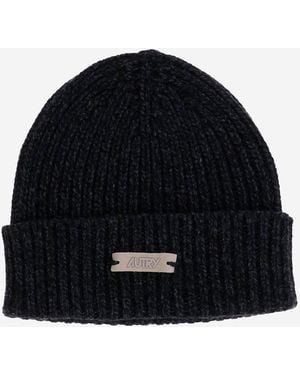 Autry Wool Beanie With Logo - Black