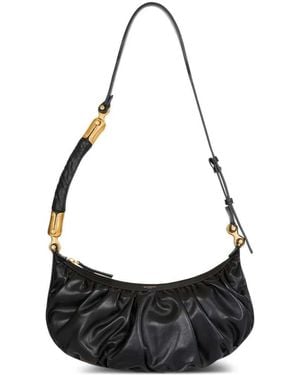 Balmain Geraffte Ebene Schultertasche - Schwarz
