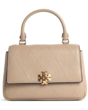 Tory Burch "Charlie Matelassé" Mini-Tasche in beigem Lear - Natur