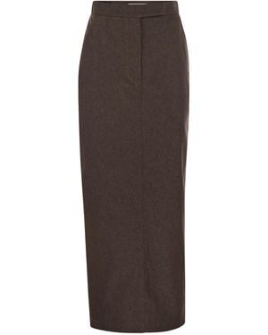 Max Mara Pianosa Denim Effect Katoenen Rok - Bruin