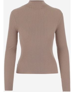 arch4 Cashmere Geribbelde Trui - Bruin