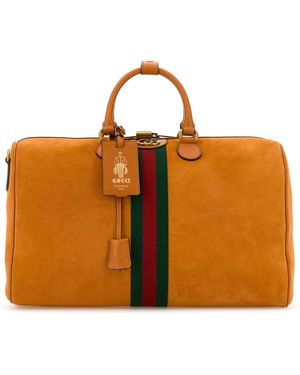 Gucci Suede Medium Savoy Travel Bag - Orange